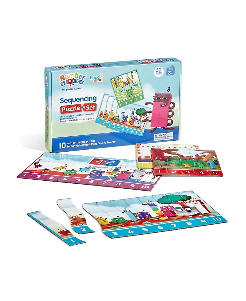 Hand2Mind Numberblocks Counting, Addition Subtraction, Sequencing Puzzle Set, Pack of 3