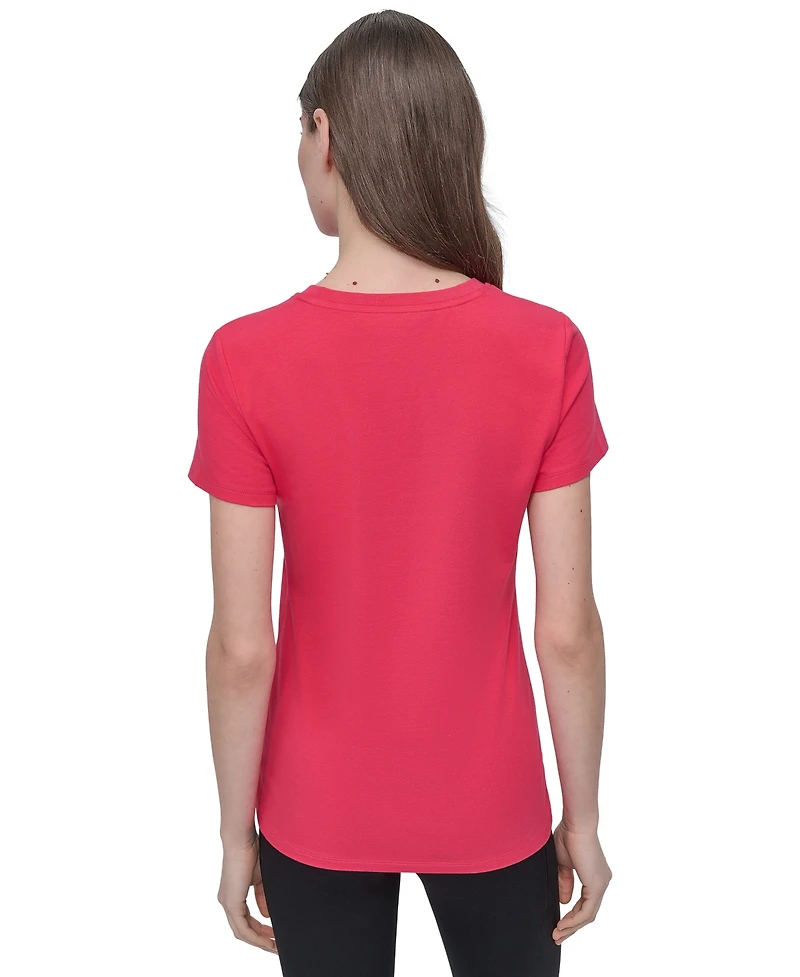 Dkny Sport Women's Cotton-Blend Rhinestone-Logo T-Shirt
