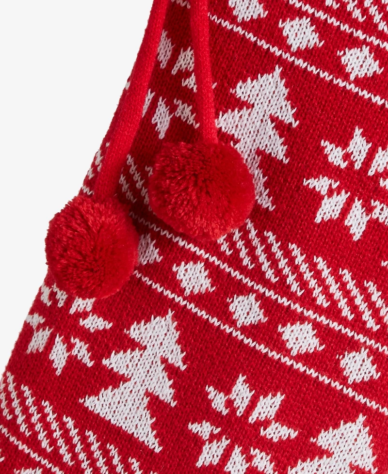 Holiday Lane Heritage Red And White Fabric Stocking, Macy's Exclusive