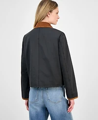 CoffeeShop Juniors' Corduroy-Collar Barn Jacket