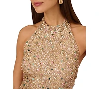 Adrianna Women's Beaded Halter Short Dress