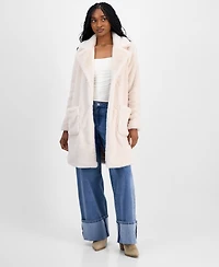 CoffeeShop Juniors' Notched-Collar Faux-Fur Walker Coat