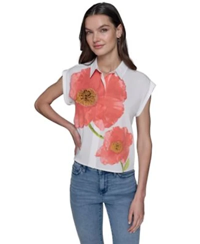 Karl Lagerfeld Paris Womens Floral Print Blouse P Xs Xl