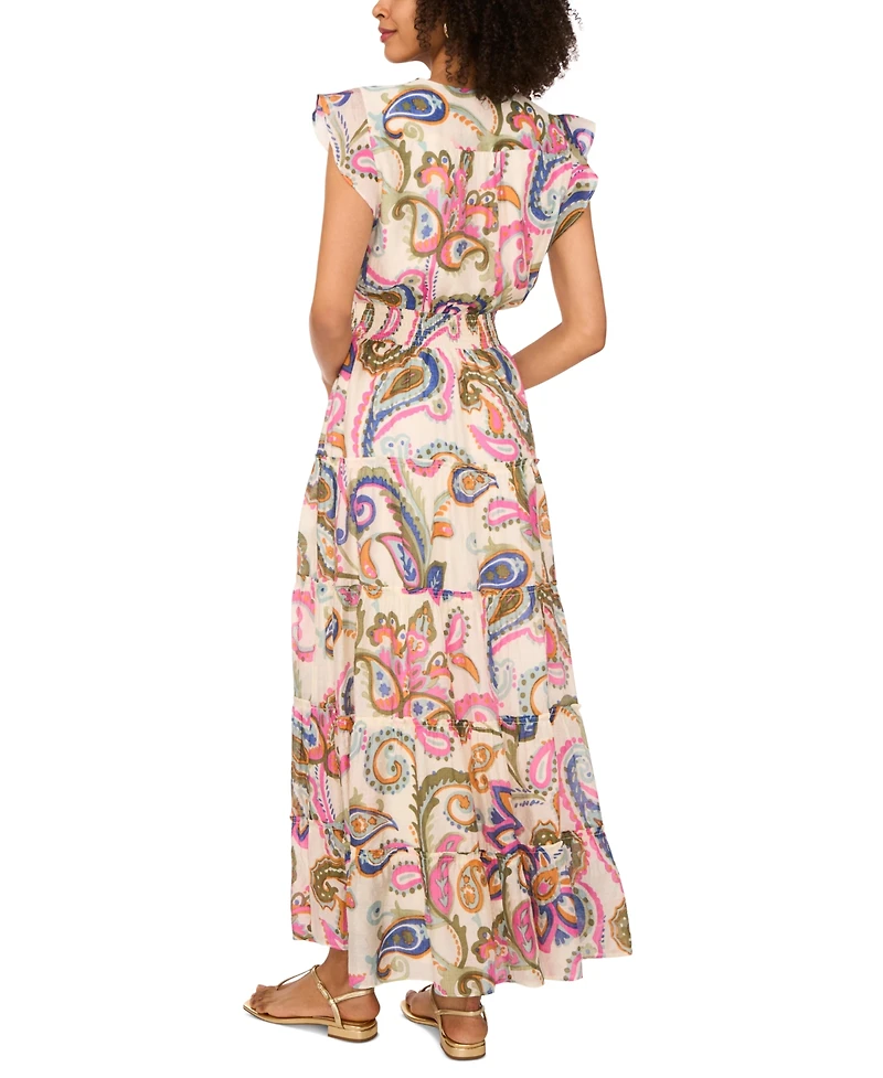Vince Camuto Women's Paisley-Print Tiered Maxi Dress
