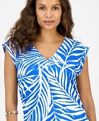 I.n.c. International Concepts Petite Cotton Printed V-Neck Top, Exclusively at Macy's