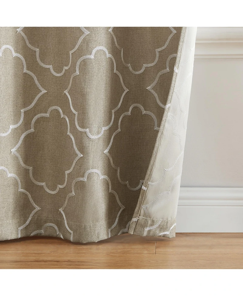Elrene Home Fashions Valian Lattice Embroidered Blackout Window Curtain Panel
