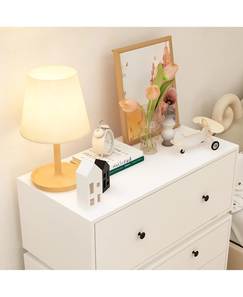 Robot-style Nightstand, Side table with three drawers and two doors, white wooden End table, Bedside table for bedrooms, living rooms, offices