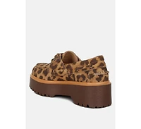 Onglur Leopard Print Suede Oxford Loafers