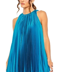 Mac Duggal Women's Pleated Halter Neck Flowy Mini Trapeze Dress