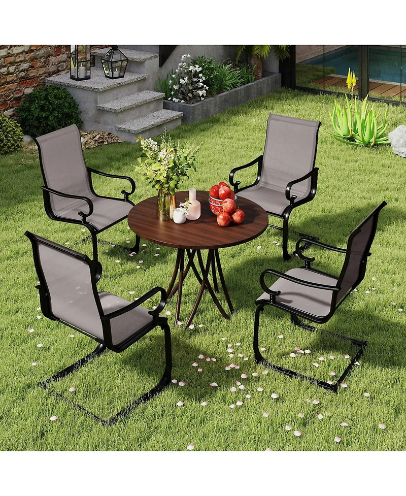 Set of 2 Patio Chairs with Quick-drying and Breathable Fabric for Backyard