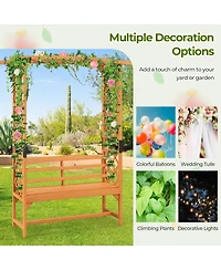 Patio Garden Arbor with Pergola and 2-Seat Bench for Garden Backyard Decoration