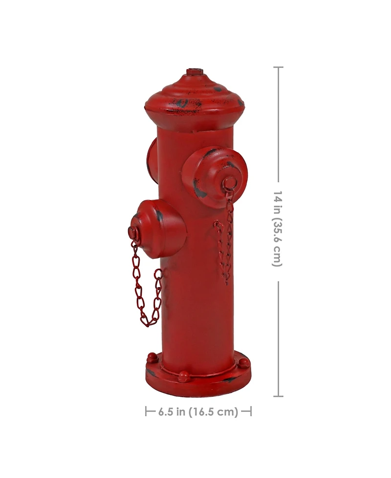 Metal Fire Hydrant Outdoor Garden Statue Decor with Red Finish
