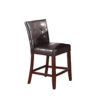 2 Piece Counter Height Bar Chairs with Faux Leather and Wood Frame