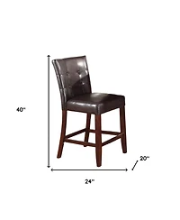 2 Piece Counter Height Bar Chairs with Faux Leather and Wood Frame