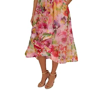 Adrianna Papell Women's Floral-Print High-Low Dress