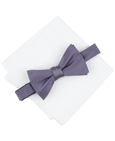 Alfani Men's Mini-Pattern Bow Tie & Solid Pocket Square Set, Exclusively at Macy's