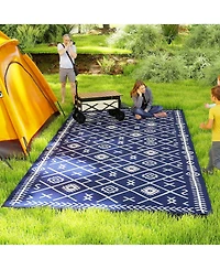 Outsunny Outdoor Rug, 9' x 18' Floor Mat, Rhombus