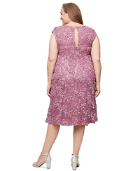 Alex Evenings Plus Lace Soutache Midi Dress