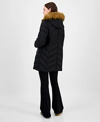 Maralyn & Me Juniors' Faux-Fur Hooded Puffer Coat