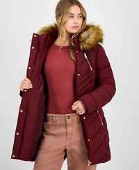 Maralyn & Me Juniors' Faux-Fur Hooded Puffer Coat