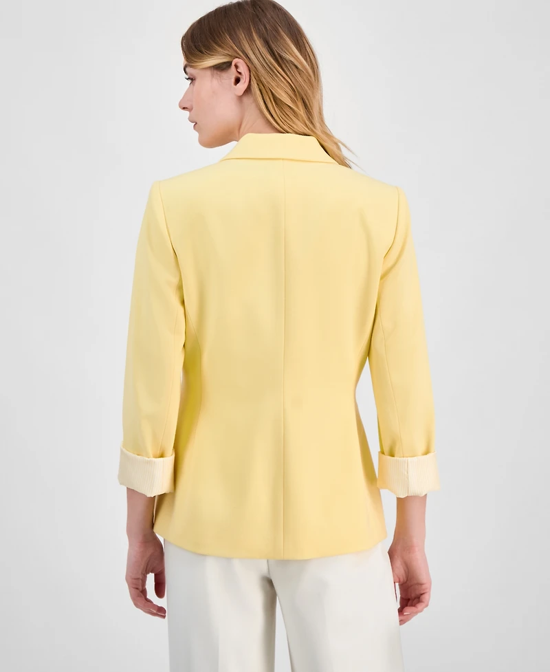 Tahari Asl Women's Peak-Lapel Roll-Tab Button-Front Jacket