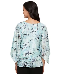 Alex Evenings Women's Printed Layered 3/4-Sleeve Blouse