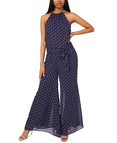 Msk Women's Sleeveless Wide-Leg Sequin Jumpsuit