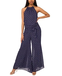 Msk Women's Sleeveless Wide-Leg Sequin Jumpsuit