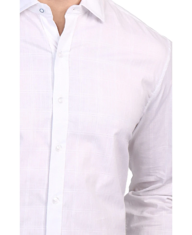 Tailorbyrd Men's Windowpane Long Sleeve Shirt