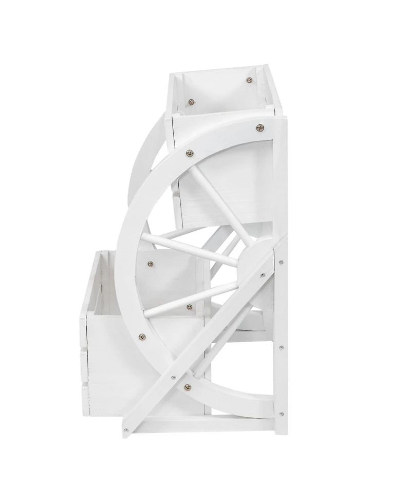Indoor/Outdoor 2-Tiered Rustic Fir Wagon Wheel Planter