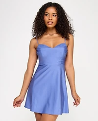 Emerald Sundae Juniors' Lace-Trim Fit & Flare Dress