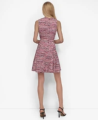Dkny Women's Printed V-Neck Button-Front Belted Dress