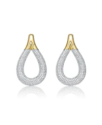 14K Gold Plated Cubic Zirconia Raindrop Front-Facing Mini-Hoop Earrings