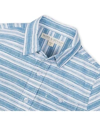 Hope & Henry Boys' Linen Short Sleeve Button Down Shirt, Kids