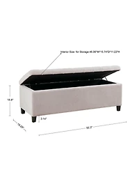 Tufted Upholstered Storage Bench with Button Top, Solid Wood Legs for Bedroom or Living Room, Hidden Blanket-The Pop Home