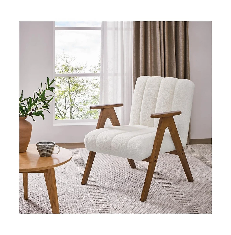 Yaheetech Mid Century Boucle Upholstered Lounge Chair