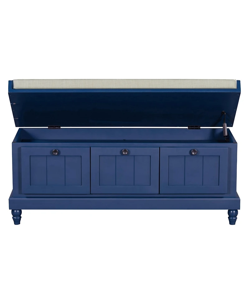 Streamdale Classic Storage Bench with Cushioned Seat and Three Drawers for Entryway and Living Room (Navy Blue)