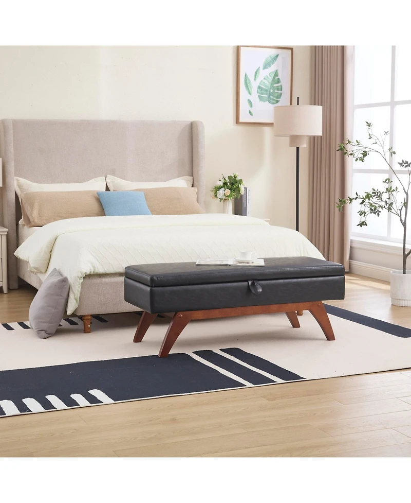 Streamdale Teddy wool fabric, solid wood feet for solid weighing, and bed end stool with storage function