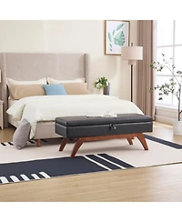 Streamdale Teddy wool fabric, solid wood feet for solid weighing, and bed end stool with storage function