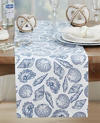 Saro Lifestyle Seaside Sea Shells Table Runner, 14 "x 72"