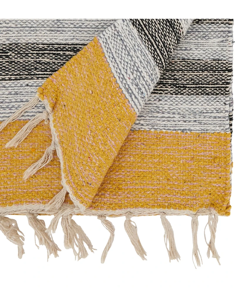 Saro Lifestyle Fringe Edge Striped Table Runner