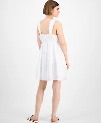 Pink Rose Juniors' Bubble-Strap Tiered Mini Dress