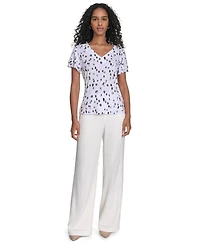 Calvin Klein Petite Printed Flutter-Sleeve Top