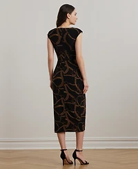 Lauren Ralph Women's Belting-Print Jersey Tie-Front Dress
