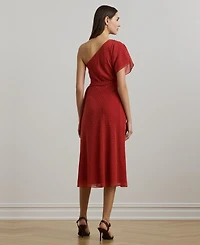Lauren Ralph Women's Geo-Print Georgette One-Shoulder Dress