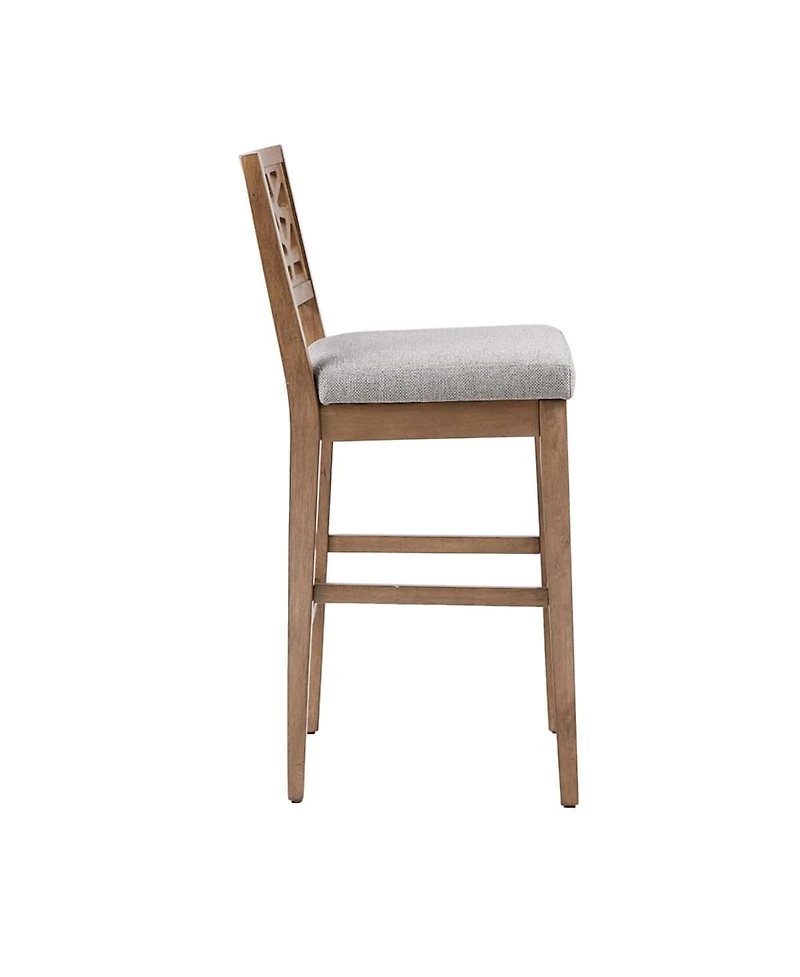 Set of 1 Counter Height Stool with Upholstered Seat, Cracked Ice Back Oak Veneer for Kitchen Island or Dining Room-The Pop Home