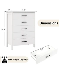 Modern 5 Drawer Chest Storage Dresser Cabinet with Metal Handles