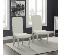 Contemporary Upholstered Fabric Dining Parsons Chairs – Set of 2