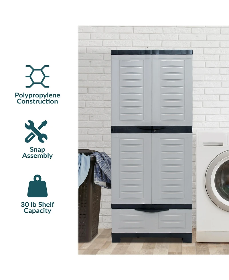 Versatile Storage Cabinet with 3 Adjustable Shelves and Lockable Doors - 57.5"