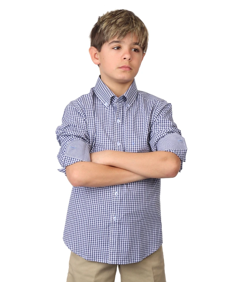 Tailorbyrd Big Boys Signature Gingham Long Sleeve Shirt
